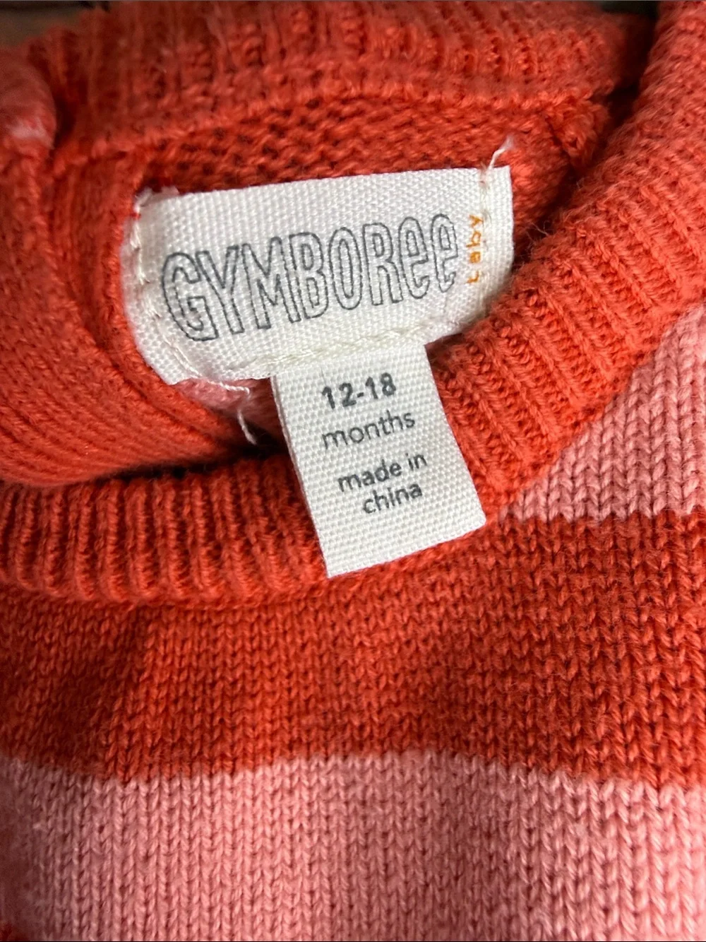 Gymboree Orange and Salmon Pink Striped Ruffle Sleeve Knit Dress